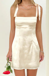 Akira Cream Tie Mini Dress