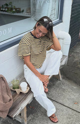 Alba Yellow Stripe Oversized Tee