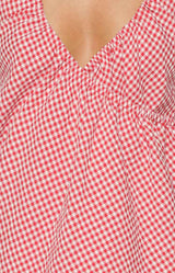 Althea Red Gingham Wrap Front Mini Dress
