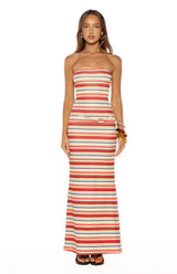 Azari Beige Multi Stripe Maxi Dress