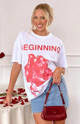 Beginning Rose White Tee