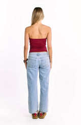Daisy Burgundy Strapless Top