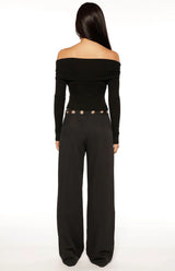 Devotion Black Eyelet Straight Leg Pants