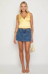 Ivory Petal Yellow Satin Top