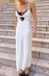 Elery White Contrast Midi Dress