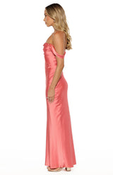 Ella Pink Off Shoulder Prom Dress