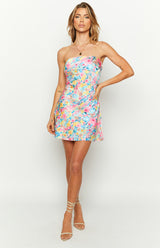 Ellie Floral Print Strapless Mini Dress