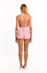 Evelyn Light Pink Beaded Cowl Neck Top