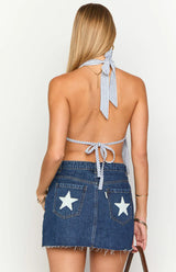 Izzie Navy Stripe Halter Neck Top
