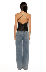Kai Black Lace Trim Cami Top