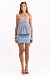 Klee Dark Blue Strapless Tie Back Top