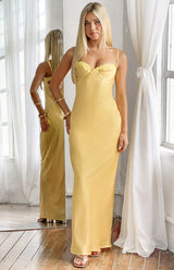 Mariana Yellow Lace Bust Midi Dress