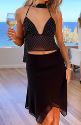 Maye Black Polka Dot Top