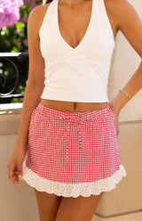 Ottilie Red Gingham Mini Skirt