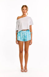 Paros Blue Beaded Mini Shorts