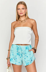 Paros Blue Beaded Mini Shorts