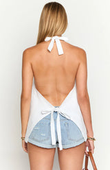 Petie White Linen Blend Top