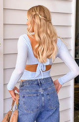 Vida Light Blue Long Sleeve Top