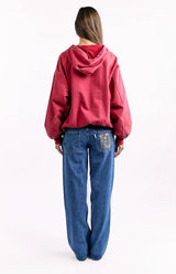Tate Washed Red Oversized Hooded Jacket