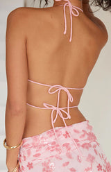 Tay Pink Sequin Halter Top