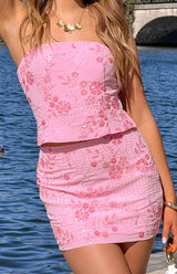 Vila Light Pink Strapless Beaded Top