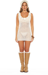 Zephyr White Crochet Mini Dress