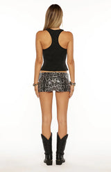 Calithea Silver Leopard Sequin Micro Shorts