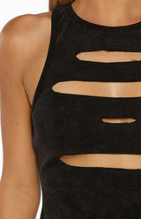 Informal Black Wash Cut Out Tank