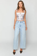 Till Forever Brown Garden Print Top